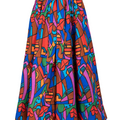 Long flowing multi print pants with belt and headwrap and pockets