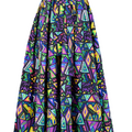 Long flowing multi print pants with belt and headwrap and pockets